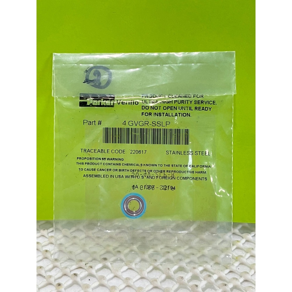 Parker Veriflo 4 GVGR-SSLP Stainless Steel Gasket Ultra High Purity Service NEW